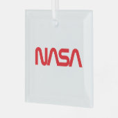 Iconic NASA Circa Rocket White Glass Holiday Ornament Aus Glas (Vorderseite links)
