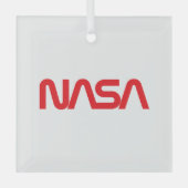 Iconic NASA Circa Rocket White Glass Holiday Ornament Aus Glas (Vorderseite)