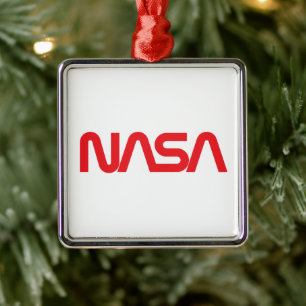 Iconic NASA Circa Square Ornament (Rocket White) Aus Metall