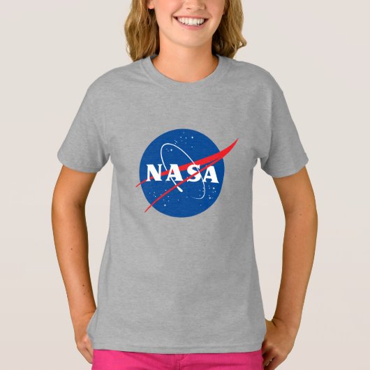 Iconic NASA Girls’ Cotton T - Shirt (Moon Gray) (Vorderseite)