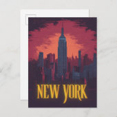Iconic New York Cityscape - Nighttime Skyline Postkarte (Vorne/Hinten)