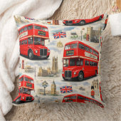 Iconic red double-decker bus and city landmarks he kissen (Decke)
