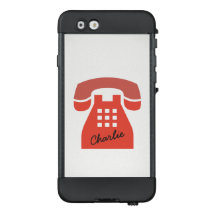 Iconic Red Retro Telefon auf jeder Farbe