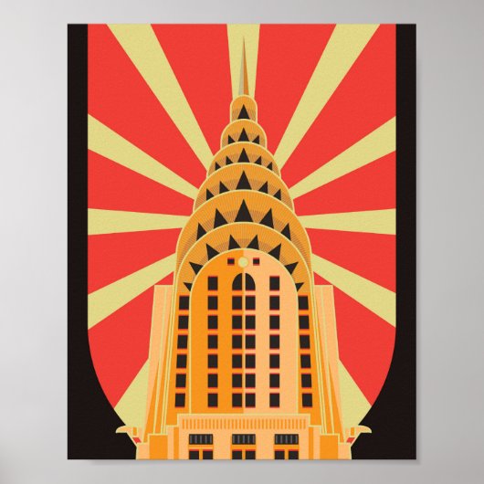 Iconic Retro Art Deco Amerikanisches Gebäude Poster (Vorne)