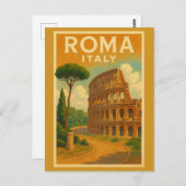 Iconic Rome: Colosseum Vintage Travel Postkarte (Vorne/Hinten)