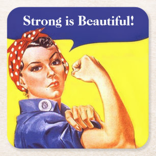 Iconic Rosie der Riveter Strong ist schön! Cool Rechteckiger Pappuntersetzer