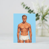 Iconic Vigor: Solo Portrait in Retro Style Postkarte (Stehend Vorderseite)
