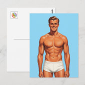 Iconic Vigor: Solo Portrait in Retro Style Postkarte (Vorne/Hinten)
