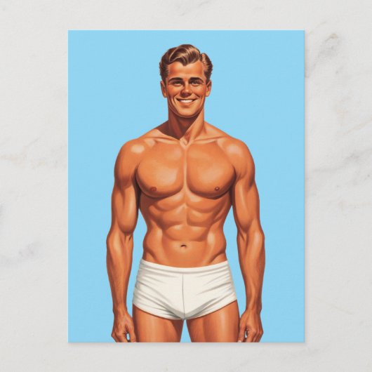 Iconic Vigor: Solo Portrait in Retro Style Postkarte (Vorderseite)