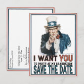 Iconic Vintag Uncle Sam  Abschluss Ankündigungspostkarte (Vorne/Hinten)