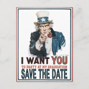 Iconic Vintag Uncle Sam Save the Date Abschluss Ankündigungspostkarte