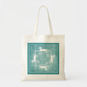 Iconic White Swans Muster Aqua Texa Monogram Tragetasche (Vorne)