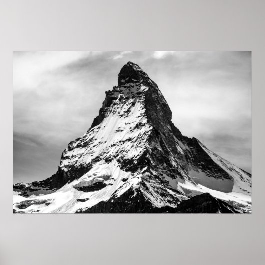 Iconische Alpen Matterhorn im Schwarzen und Weißen Poster (Vorne)