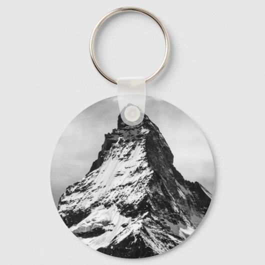 Iconische Alpen Matterhorn Schwarz-Weiß Schlüsselanhänger (Vorderseite)