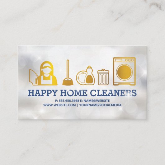 Icons für Hausreinigung | GLITZERN Visitenkarte (Vorderseite)