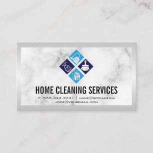 Icons für Hausreinigung   Marble Business Card Visitenkarte