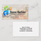 Icons für Hausreinigung | Zuhause-Wohnzimmer Visitenkarte (Vorne/Hinten)