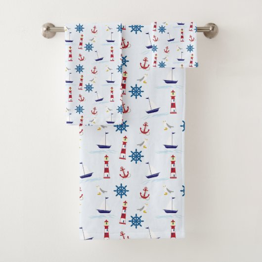 Icons Lighthouse Boat Anchor Seafing Badhandtuch Set (Insitu)