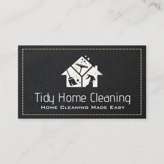 Icons reinigen | Marmor | Schwarz Stielleder Visitenkarte (Vorderseite)