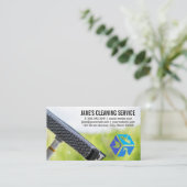 Icons reinigen | Squeegee auf Fenster Visitenkarte (Stehend Vorderseite)