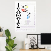 Icthus Fish Symbol Englisch Rechtschreibung Poster (Heimbüro)