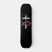 Icthus u. Kreuz Skateboard (Vorne)