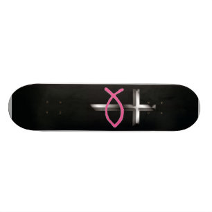 Icthus u. Kreuz Skateboard