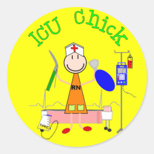 ICU Chick (Krankenschwester) Runder Aufkleber