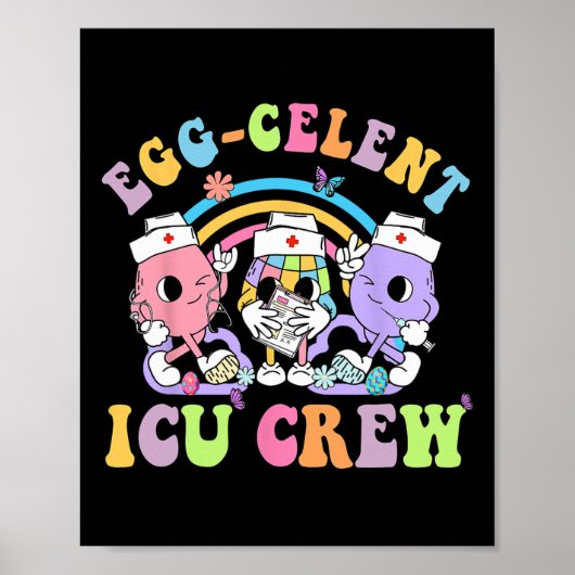 Icu Crew Egg-zelent Niedlich Bunny Oaster Intensiv Poster (Vorne)