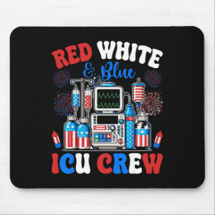 Icu Crew Rot Weiß Blau 4. Juli Feuerwerk USA  Mousepad