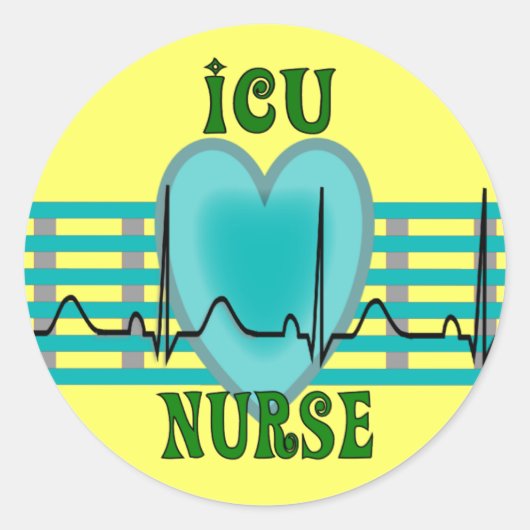 ICU-Geschenke, QRS und Herzdesign Runder Aufkleber (Vorderseite)
