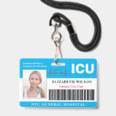 ICU| Intensive Care Unit Employee Foto ID Ausweis (Front with Lanyard)