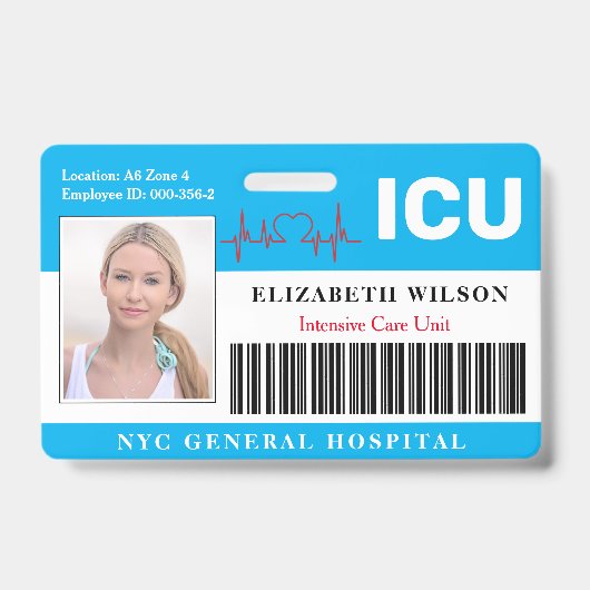 ICU| Intensive Care Unit Employee Foto ID Ausweis (Front)
