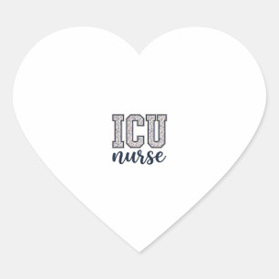 ICU-Krankenschwester Floral Varsity-Shirt Design_1 Herz-Aufkleber