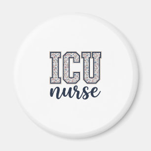 ICU-Krankenschwester Floral Varsity-Shirt Design_1 Magnet
