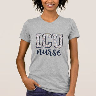 ICU-Krankenschwester Floral Varsity-Shirt Design_1 T-Shirt