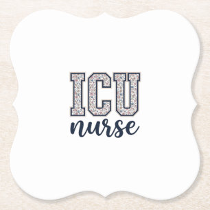 ICU-Krankenschwester Floral Varsity-Shirt Design_1 Untersetzer