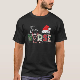 ICU Nurse Christmas Stethoscope Nurses Xmas Scrub T-Shirt