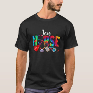 ICU Nurse Gefärbte Krawatte Liebe Herz Stethoscope T-Shirt