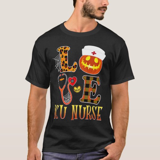 ICU Nurse Love Halloween Costume Stethoscope Leopa T-Shirt (Vorderseite)