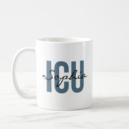 ICU Nurse Personalized Name Minimalist Typography Kaffeetasse (Links)