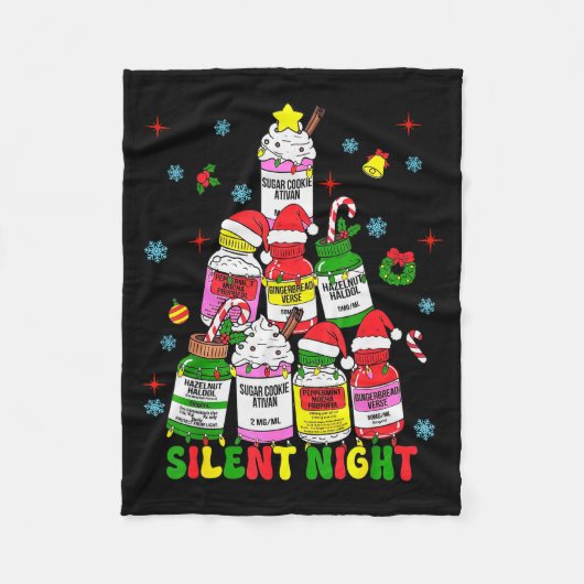 Icu Nurse Silent Night Profol Christmas Tree Merry Fleecedecke (Vorderseite)