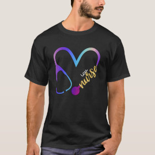 Icu Nurse Watercol Liebe Herz Stethoscope Rn Nurse T-Shirt