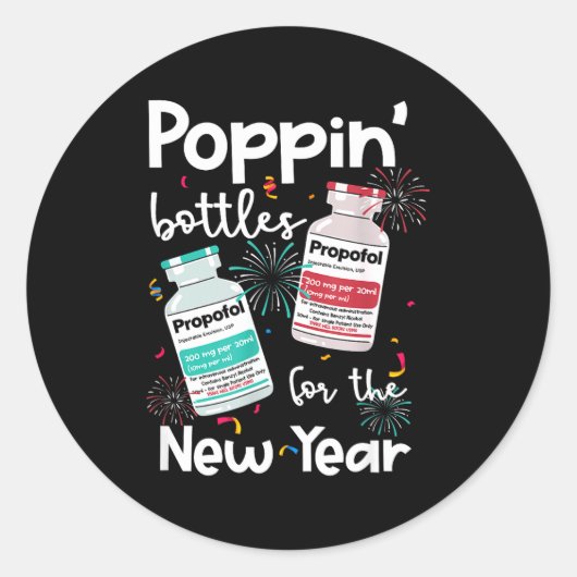 Icu Nurses New Year Eve Outfits Pn Bottles Cu Er N Runder Aufkleber (Vorderseite)