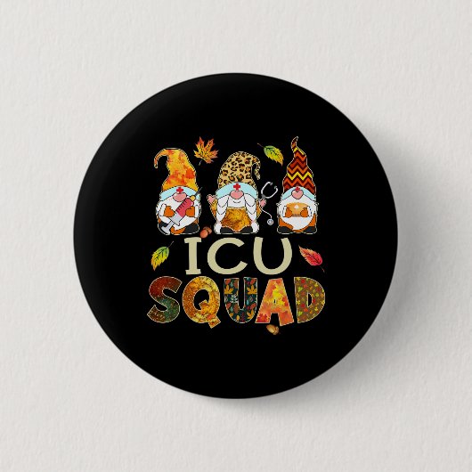 Icu Squad Gnome Nurse Leopard Erntedank Fall St Button (Vorderseite)