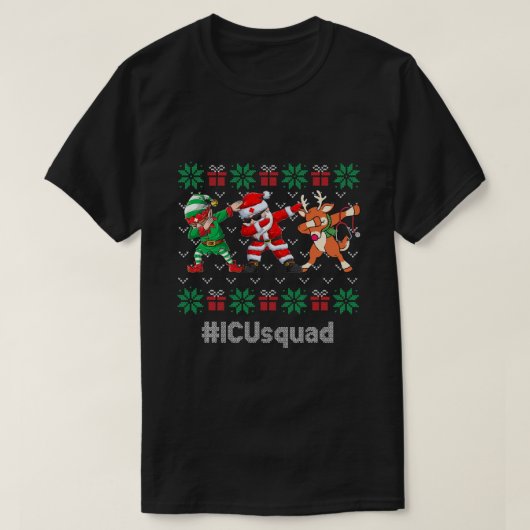 ICU Squad Niedlich Dabbing Santa Claus Elf Reindee T-Shirt (Design vorne)