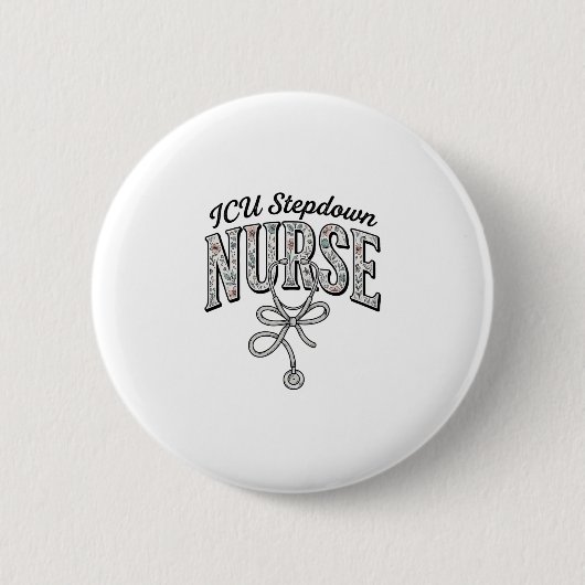 ICU Stepdown Krankenschwester Vintage Blumen Steth Button (Vorderseite)