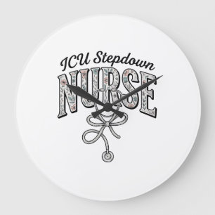 ICU Stepdown Krankenschwester Vintage Blumen Steth Große Wanduhr