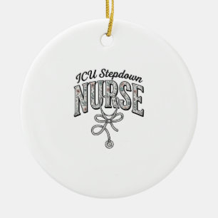 ICU Stepdown Krankenschwester Vintage Blumen Steth Keramik Ornament