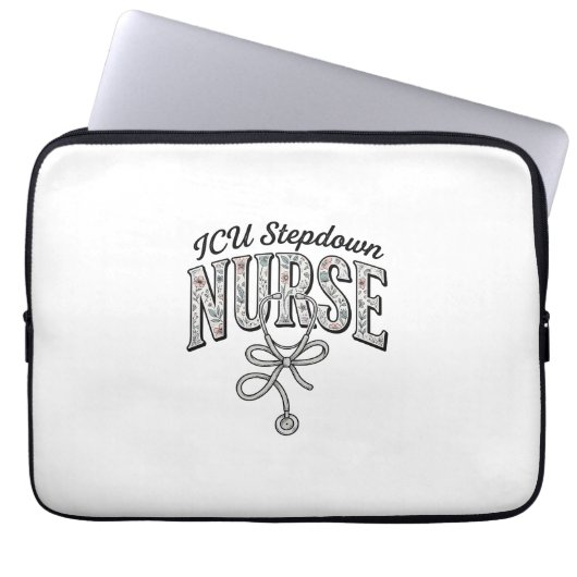 ICU Stepdown-Krankenschwester Vintage-Blumen-Steth Laptopschutzhülle (Vorderseite)